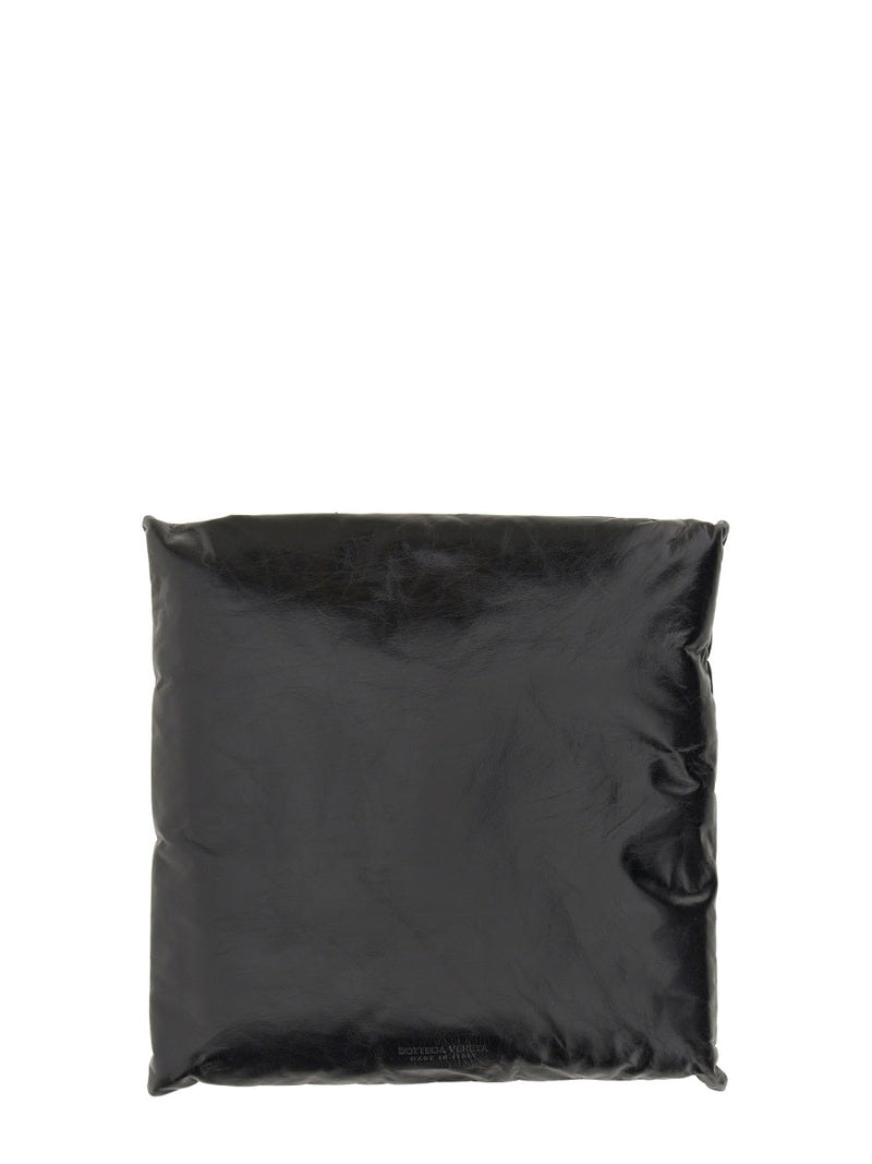Bottega Veneta Pillow-Shaped Leather Clutch — Black