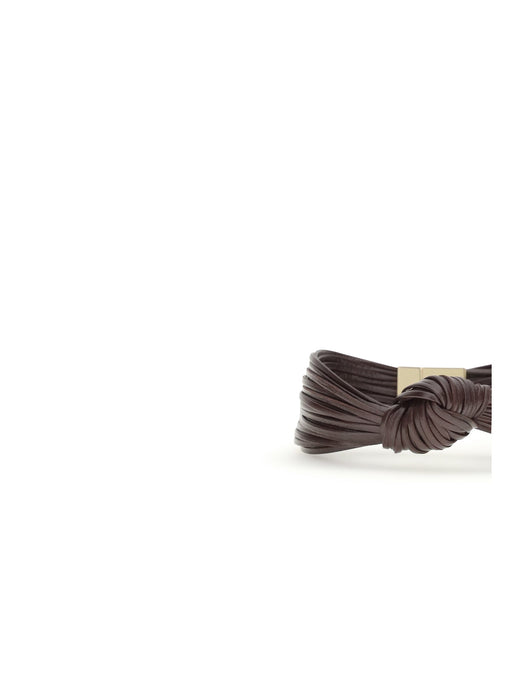 Bottega Veneta Knot Bracelet — Brown Silver Bracelets