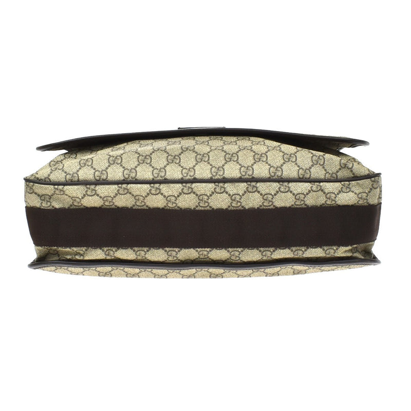 Gucci Web Strap Messenger Gg Coated Canvas Brown Leather