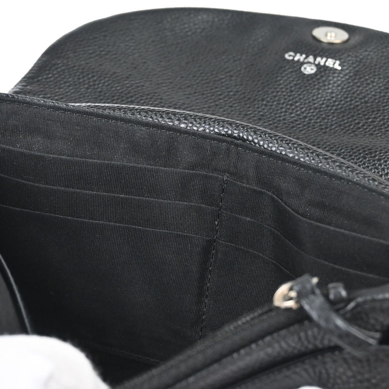 Chanel Timeless Half Moon Flap Caviar Black Leather Bag
