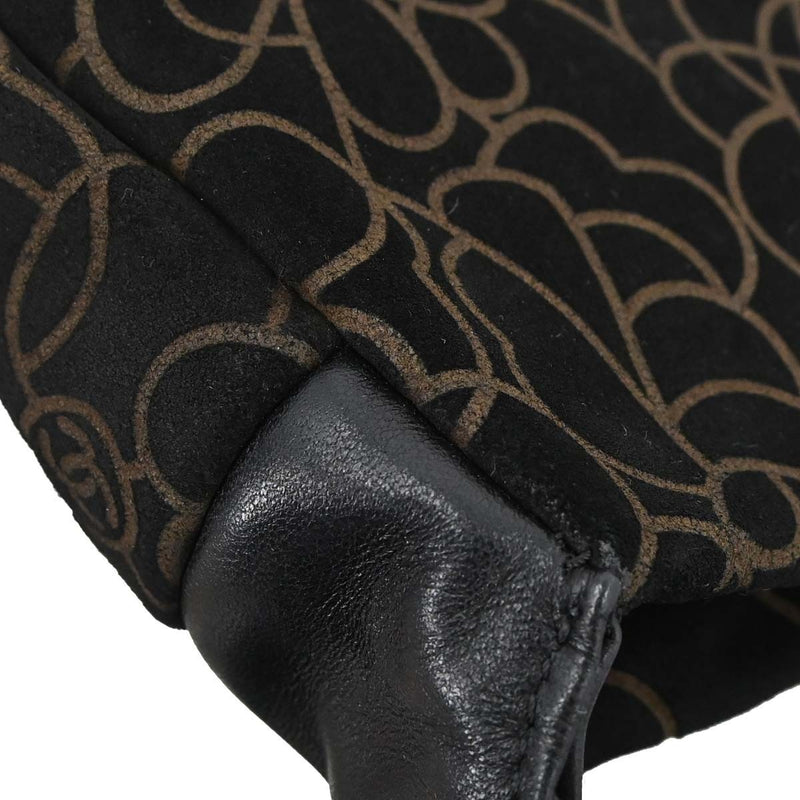 Chanel Camellia Chain Embossed Suede Black Bag