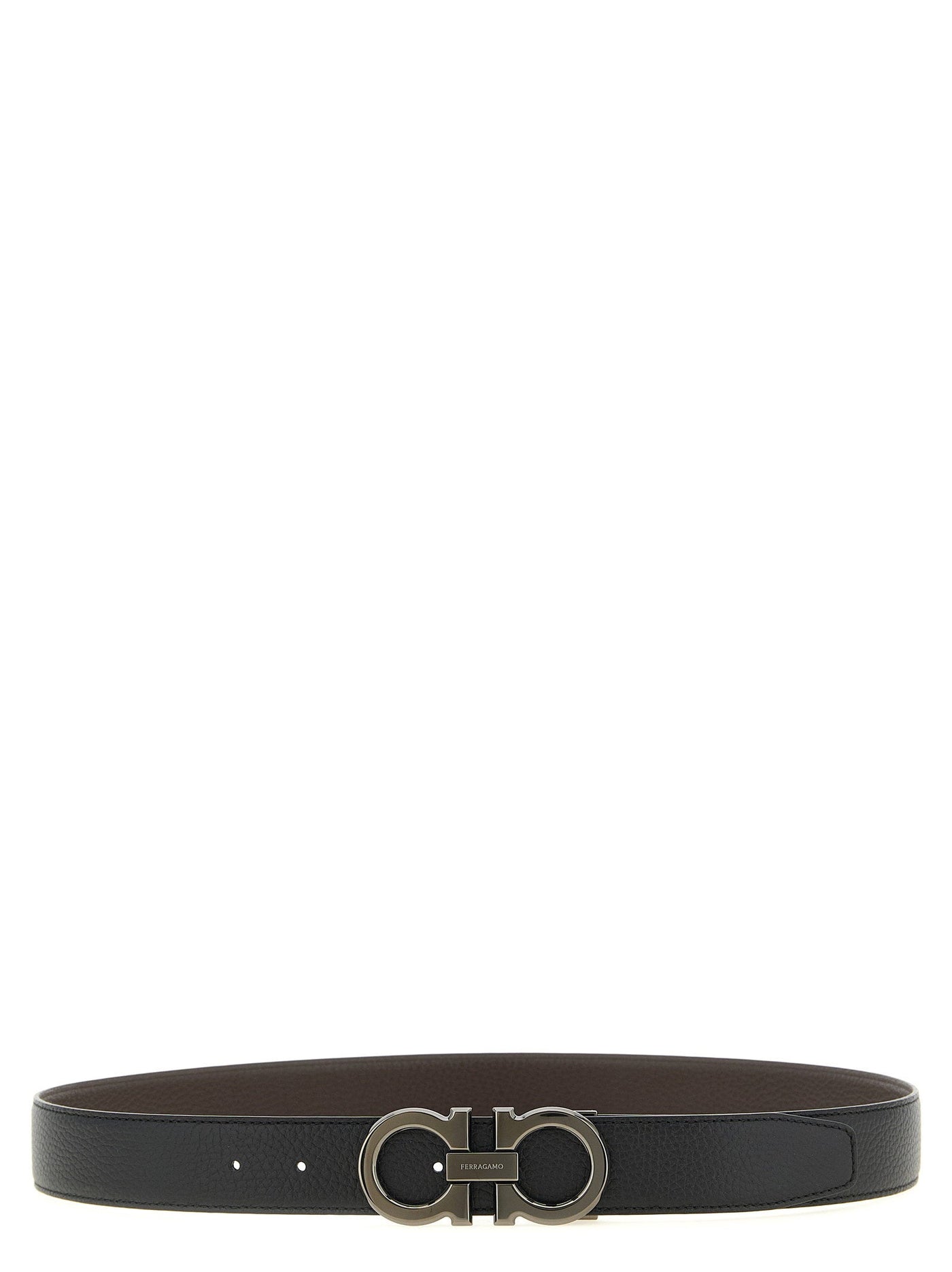 Ferragamo Doppio Gancini Belt — Black Calf Leather