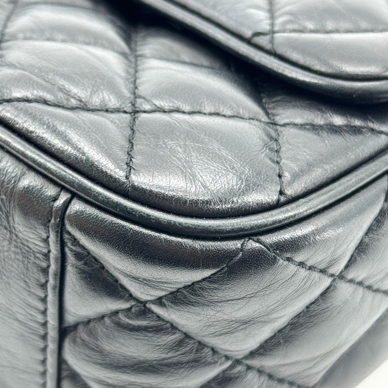 Chanel Flap Messenger Quilted Calfskin Black Leather