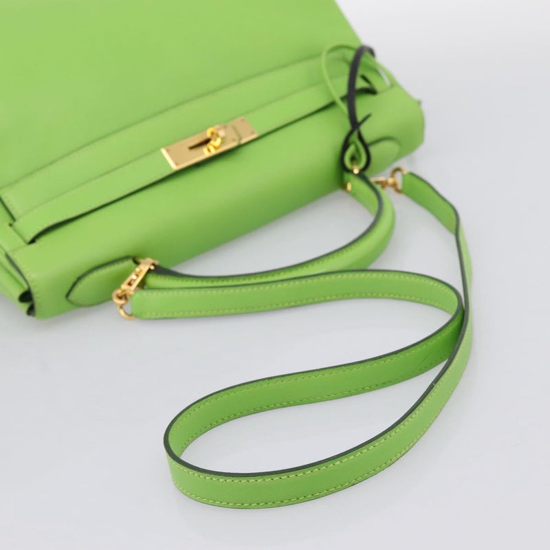 Hermes Kelly Green Gulliver With Gold Hardware Leather Bag
