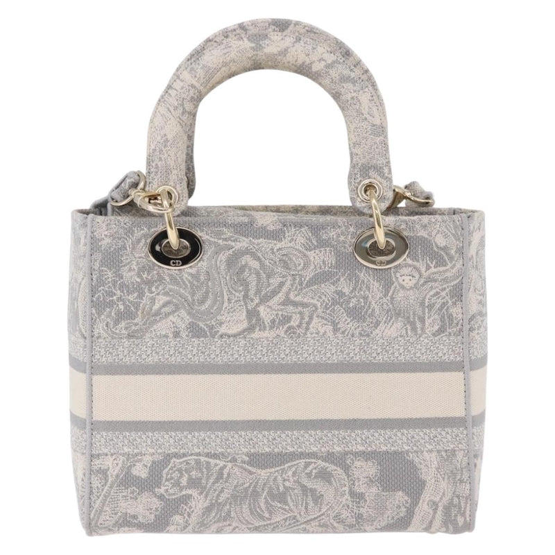 Christian Dior Lady Embroidered Canvas Gray Bag