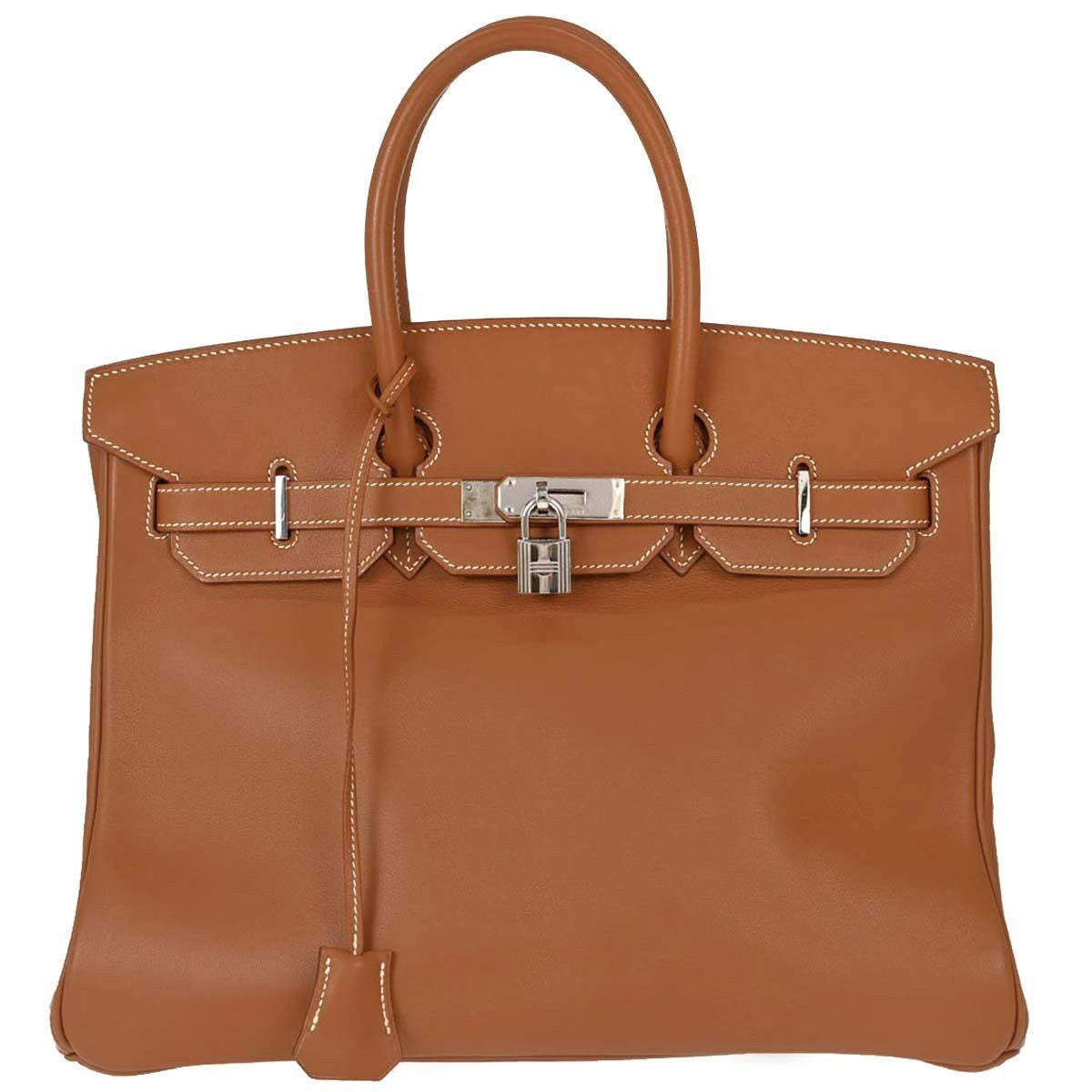 Hermes Birkin Brown Swift With Palladium Hardware Leather Bag