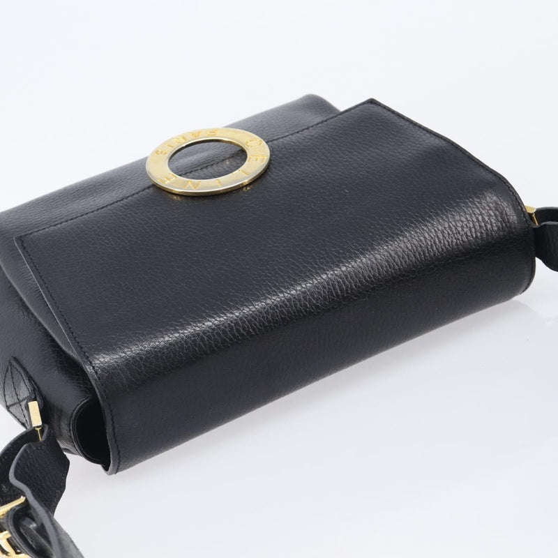 Celine Vintage Circle Logo Leather Black Bag