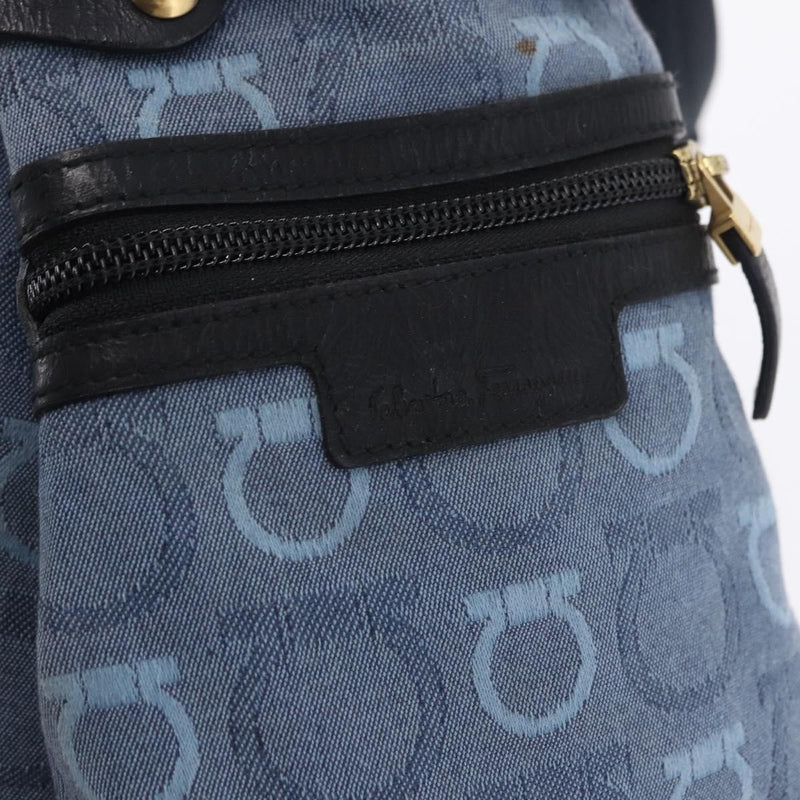 Salvatore Ferragamo Gancini Canvas Navy Bag