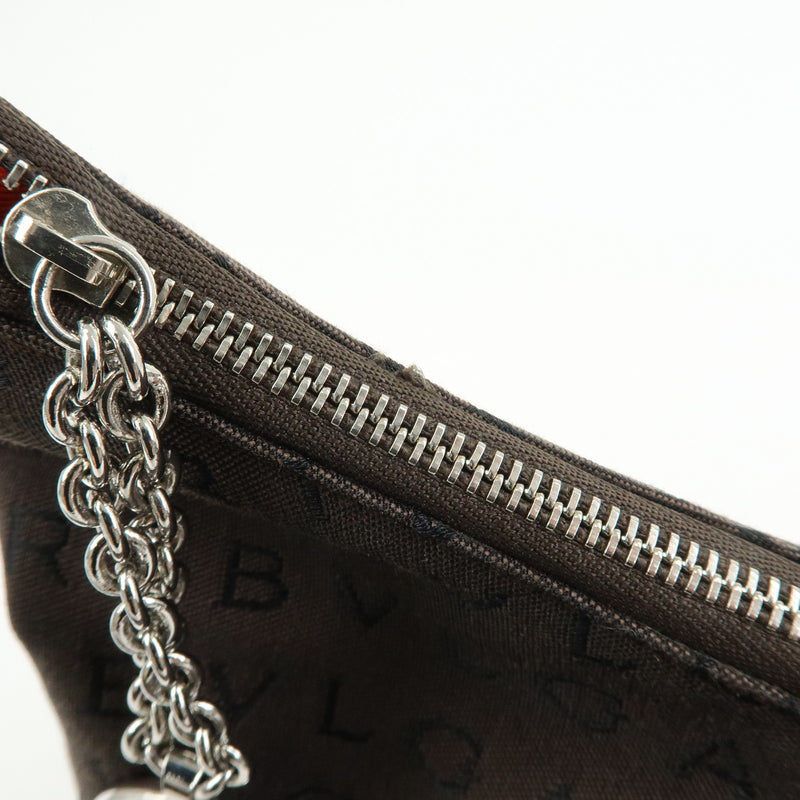 Bvlgari Logomania Suede Brown Canvas Bag