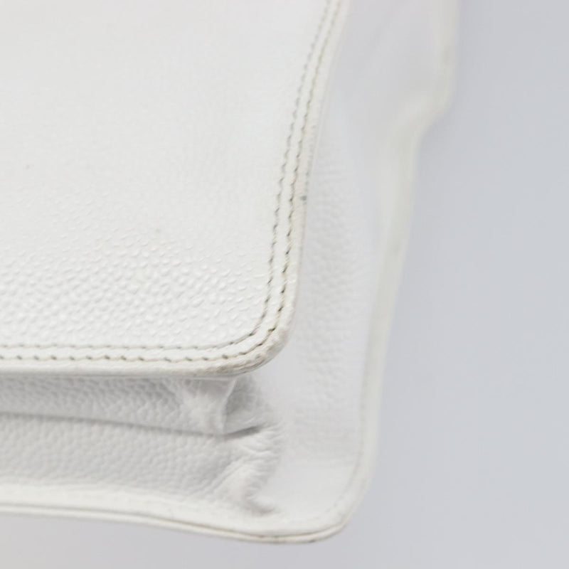 Chanel Vintage Wooden Quilted Caviar White Leather Bag