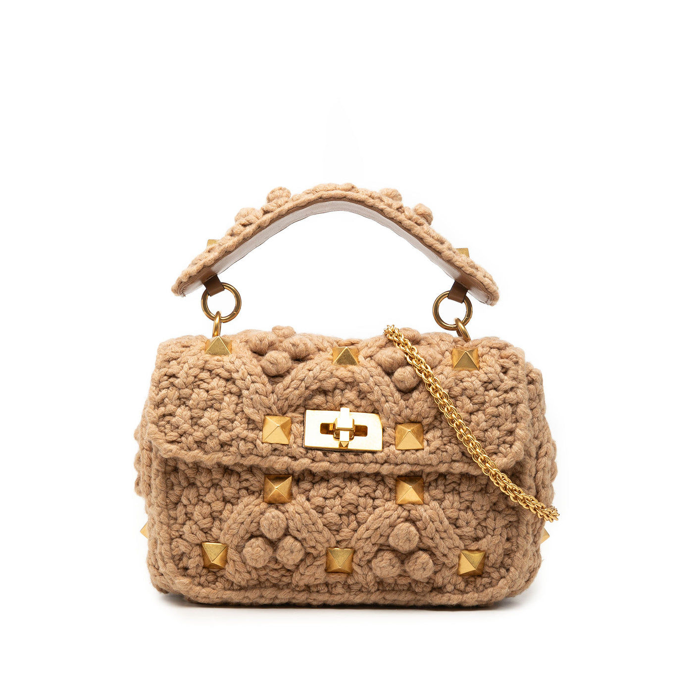 Medium Knit Roman Stud Satchel - Image 1