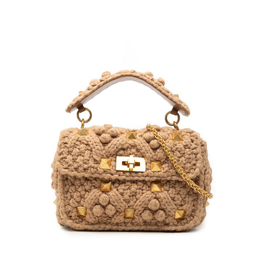 Medium Knit Roman Stud Satchel - Image 1