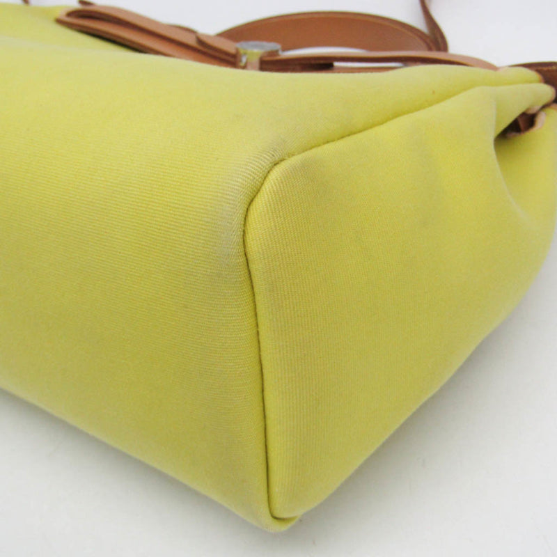 Hermes Herbag Zip Verso Leather And Toile Yellow Canvas Bag