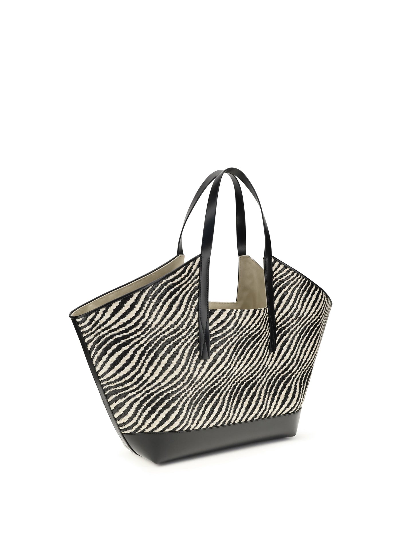 Marni Raffia-Effect Woven Tote Bag — Black Polyamide