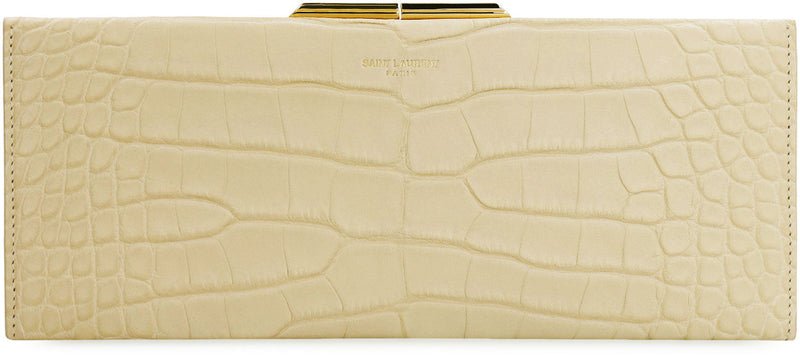 Saint Laurent Crocodile Leather Wallet — Ivory Skin