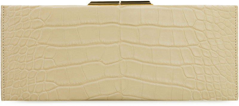 Saint Laurent Crocodile Leather Wallet — Ivory Skin