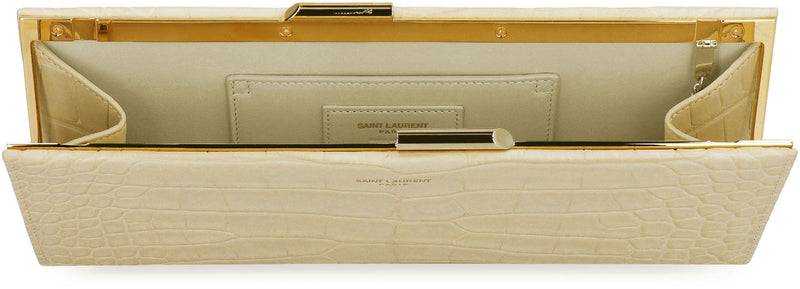 Saint Laurent Crocodile Leather Wallet — Ivory Skin