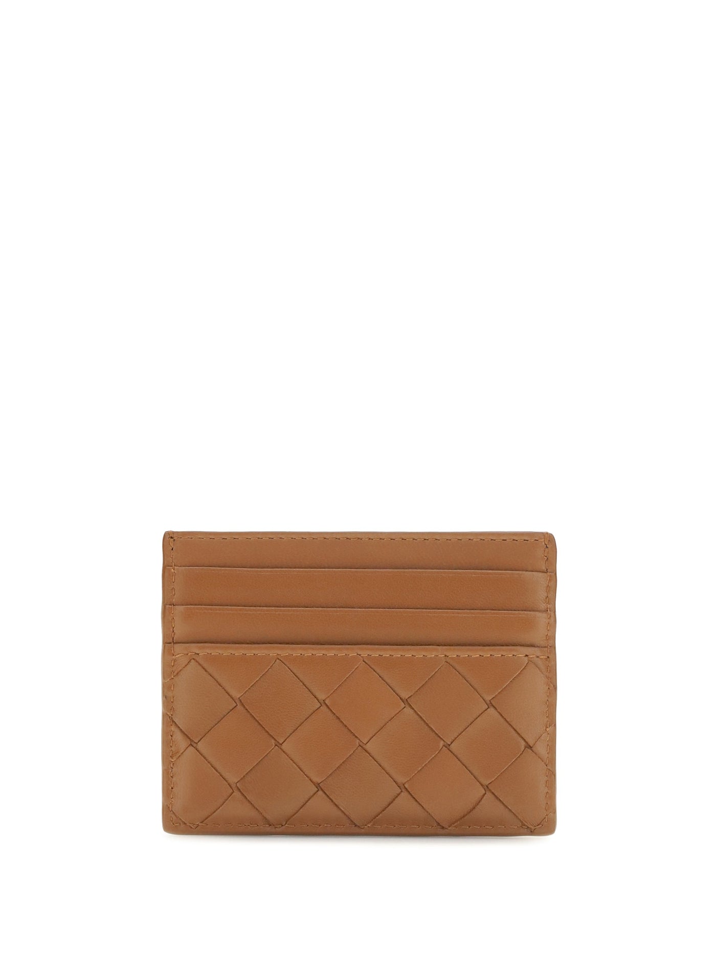 Bottega Veneta Intrecciato Weave Leather Card Case — Tannin Gold Calf Wallets & Purses