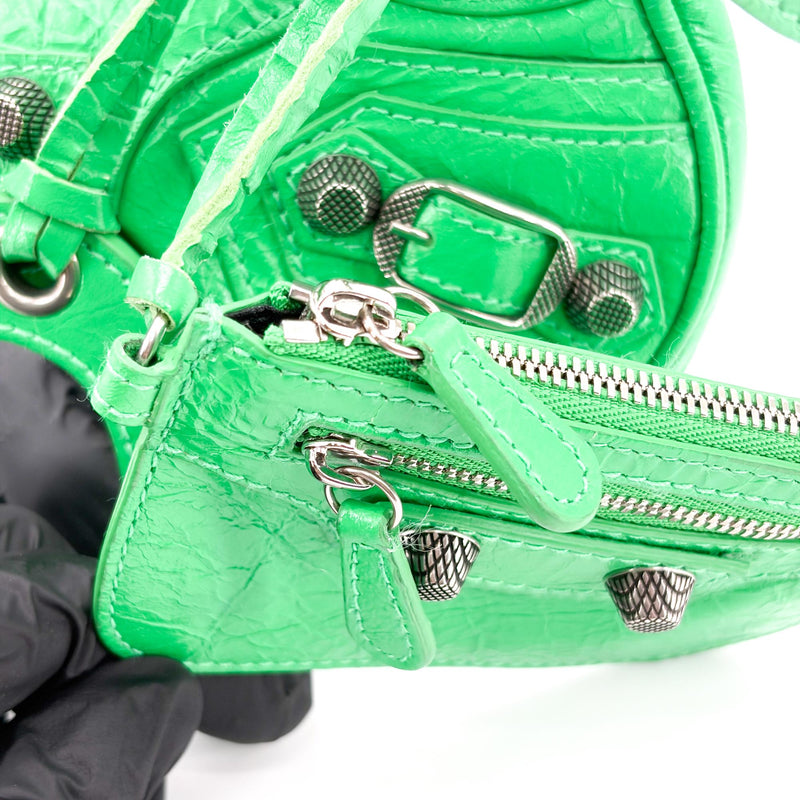 Balenciaga Le Cagole Giant Spikes Leather Green Bag