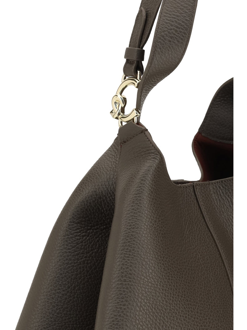 Coccinelle C-Easy Shoulder Bag — Gray Calf Leather Bos Taurus