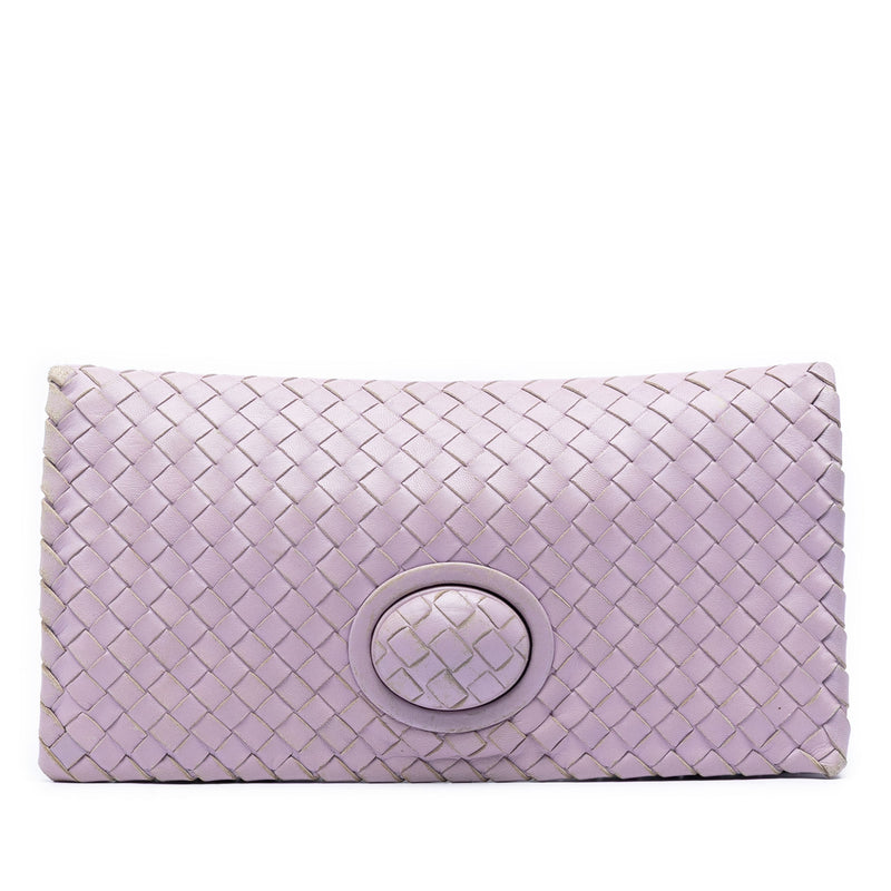 Nappa Intrecciato Turn Lock Clutch