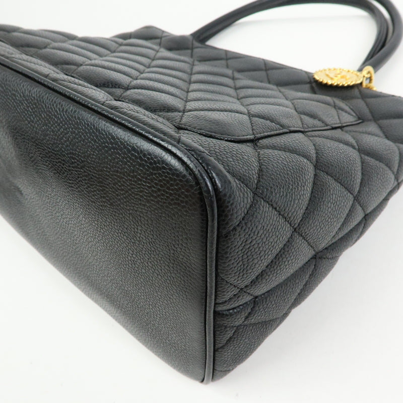Chanel Medallion Quilted Caviar Black Leather Bag