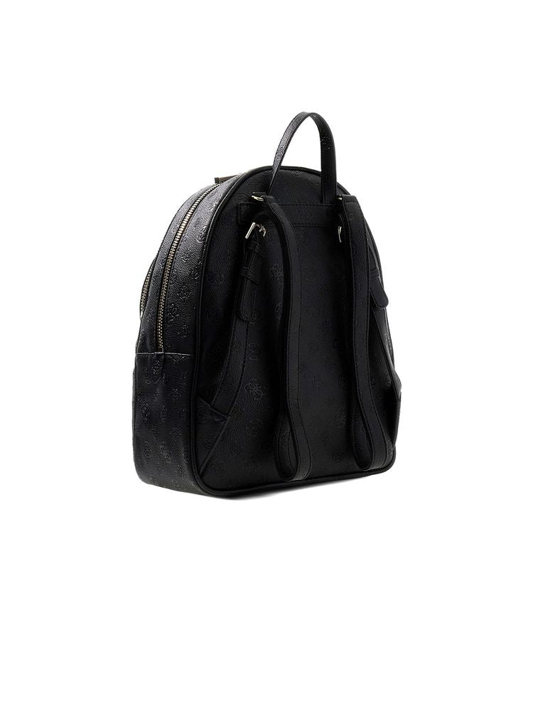 Guess Logo-Embossed Polyurethane Backpack — Black