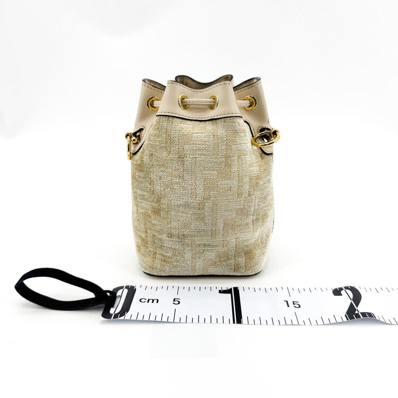 Fendi Mon Tresor Bucket Zucca Velvet Jacquard Beige Bag
