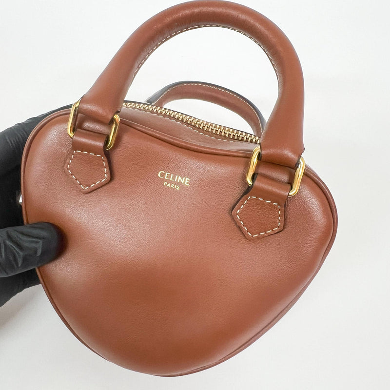 Celine Heart Leather Brown Calfskin Bag