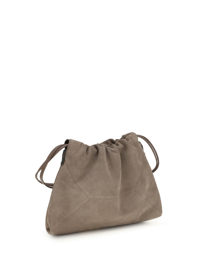 Brunello Cucinelli Pouch Shoulder Bag — Gray Calf Leather Bos Taurus