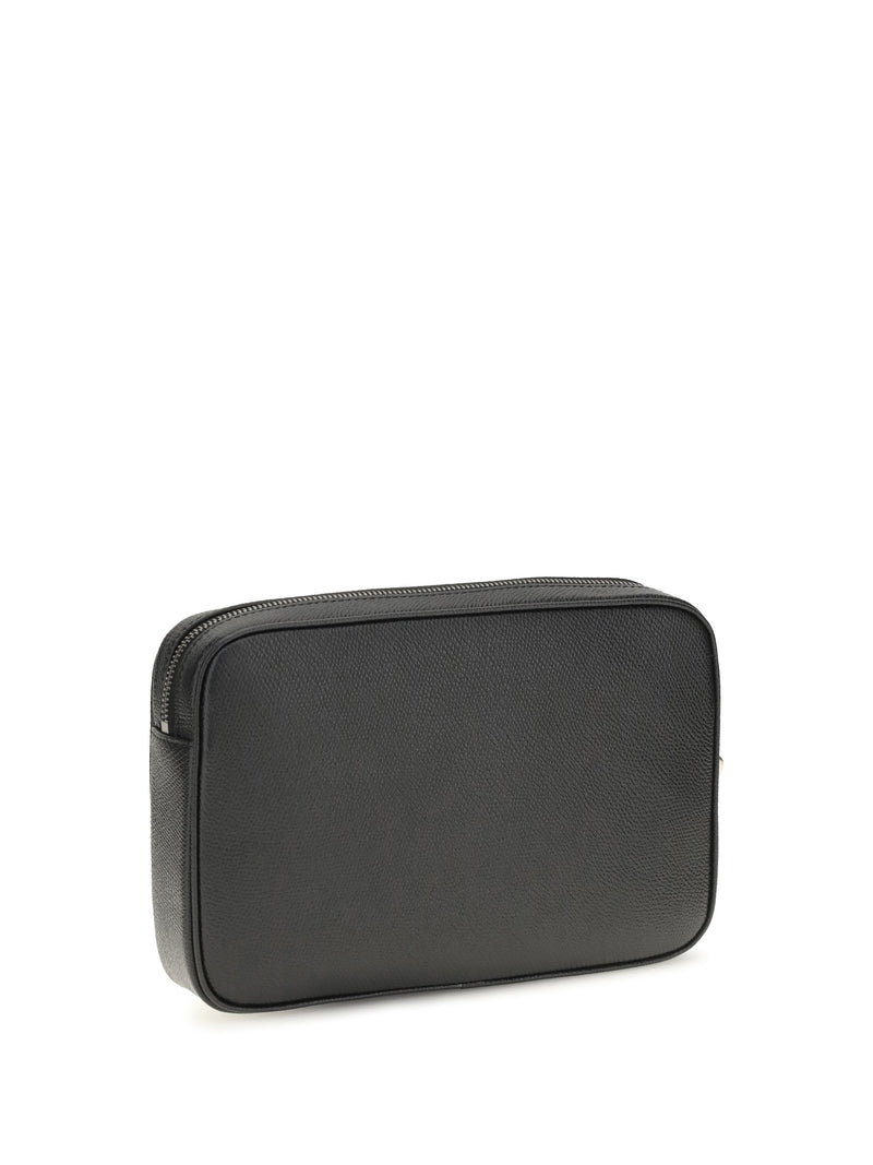 Valentino Garavani Leather Vlogo Signature Pouch — Black Calf Wallet