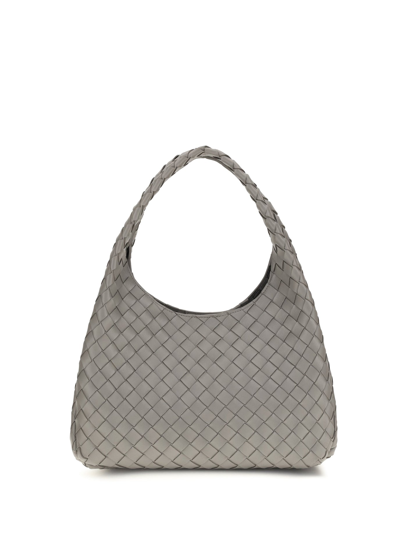 Bottega Veneta Campana Shoulder Bag — Gray Lambskin