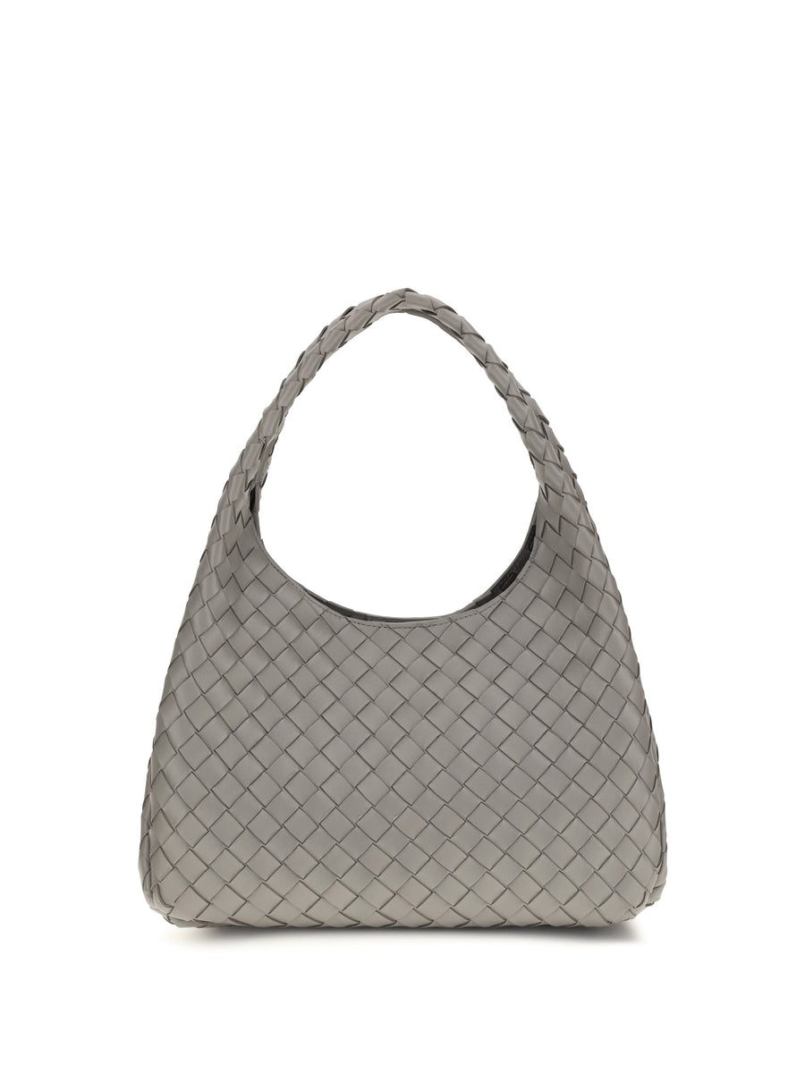 Bottega Veneta Campana Shoulder Bag — Gray Lambskin