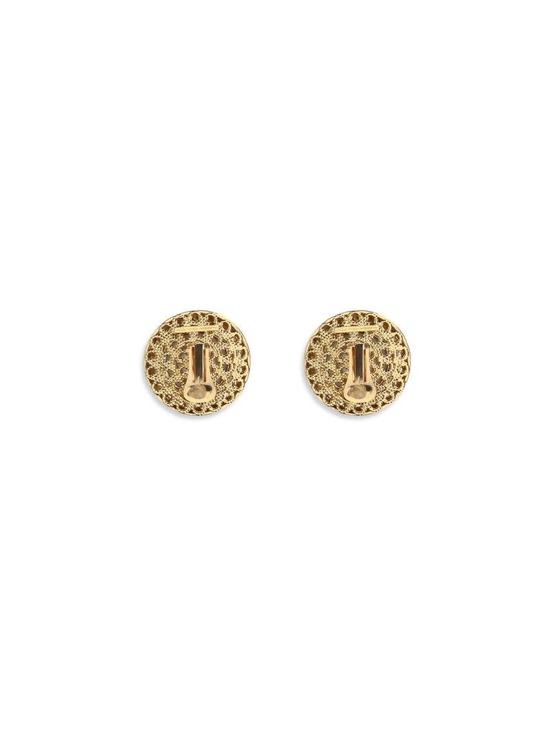 Alessandra Rich Round Crystal Clip-On Earrings — Gold Glass; Brass