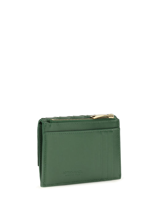 Bottega Veneta Knot Card Case — Green Lamb Leather Wallets & Purses