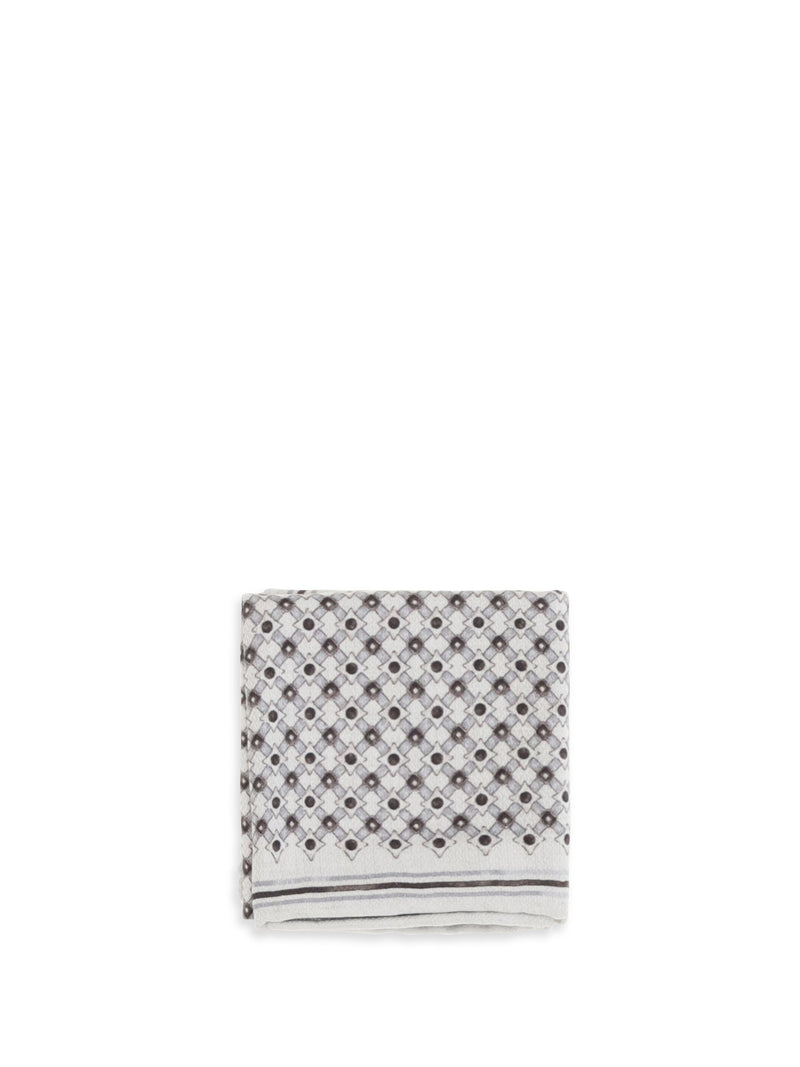 Brunello Cucinelli Silk Geometric Pocket Square — Hazelnut Scarfs
