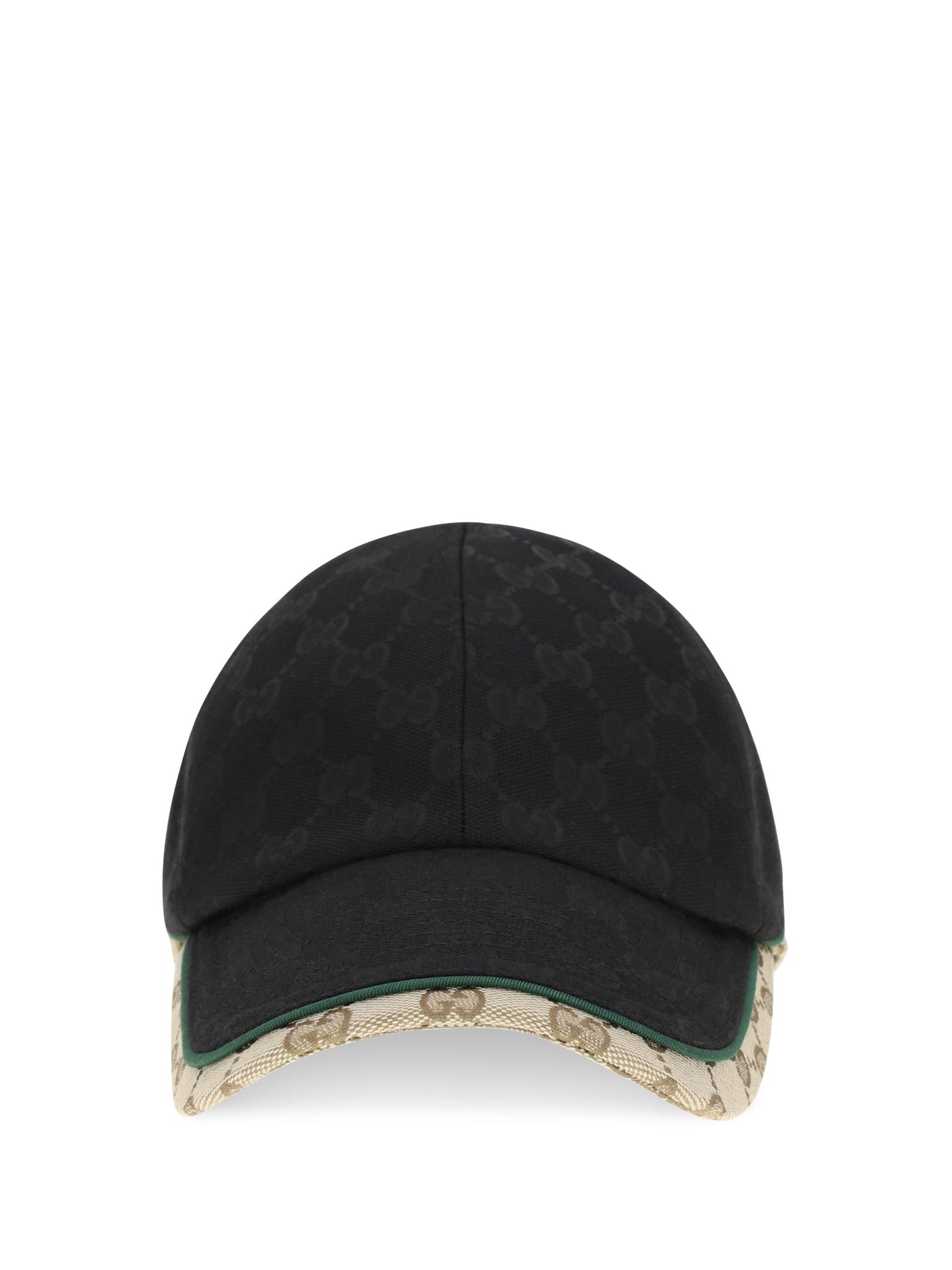 Gucci A001i24hbk3 Gg Monogram Cotton Fabric Baseball Cap — Black Polyamide; Polyester; Caps