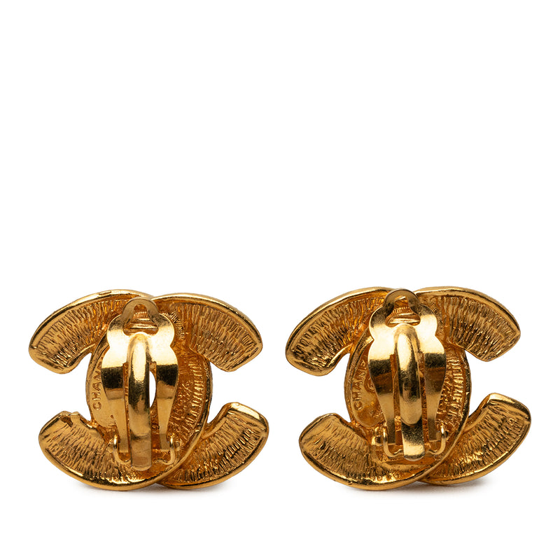 CC Gold Plated Quilted Clip On Earrings - Image 2
