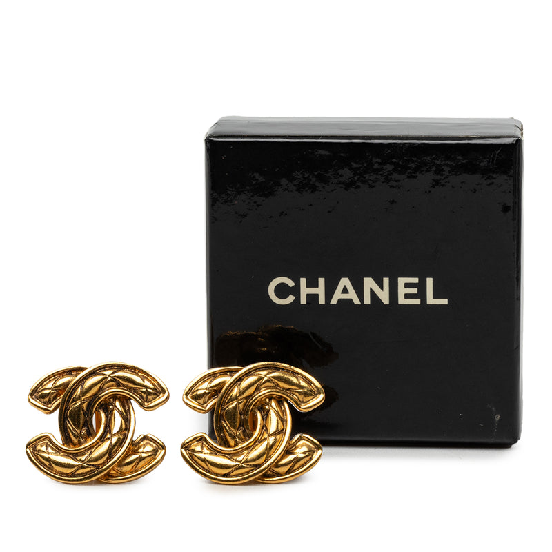 CC Gold Plated Quilted Clip On Earrings - Image 4