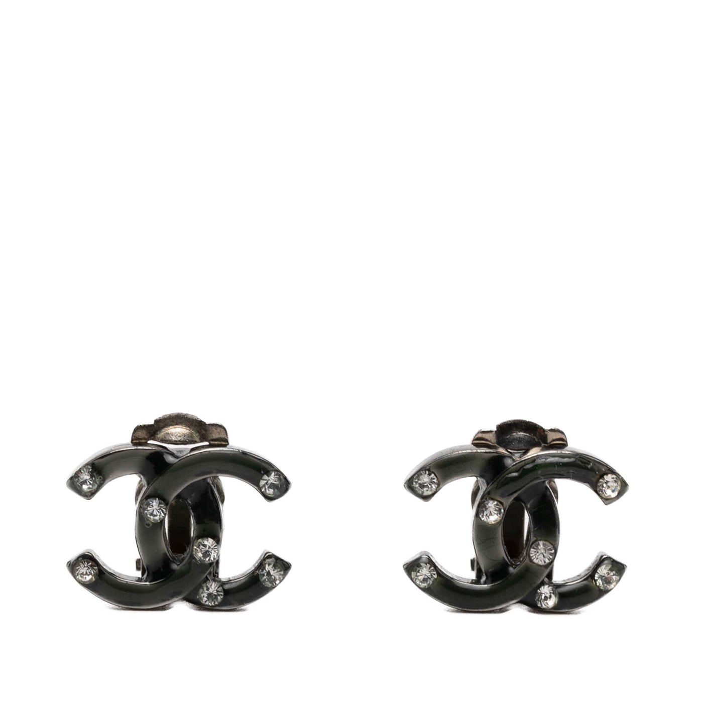 CC Brass Strass Lacquered Clip On Earrings - Image 1