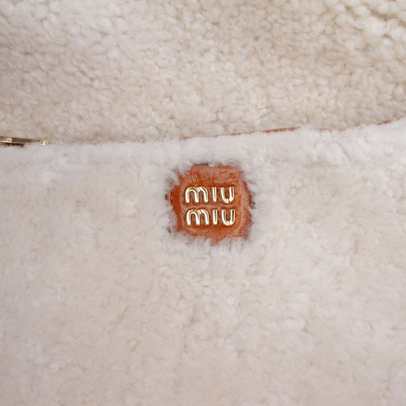 Large Shearling Trimmed Calfskin Logo Beau Shoulder Bag - Image 5
