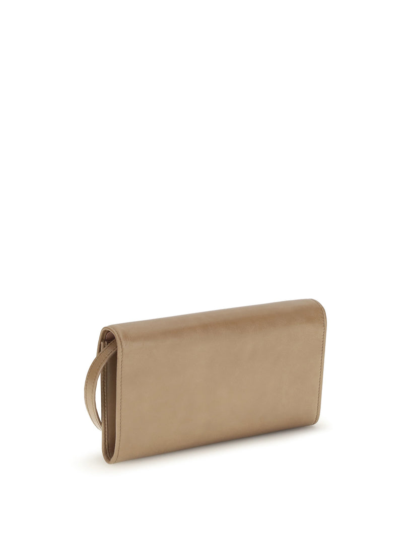 Miu Miu Leather Pouch Wallet — Beige Calf & Purses