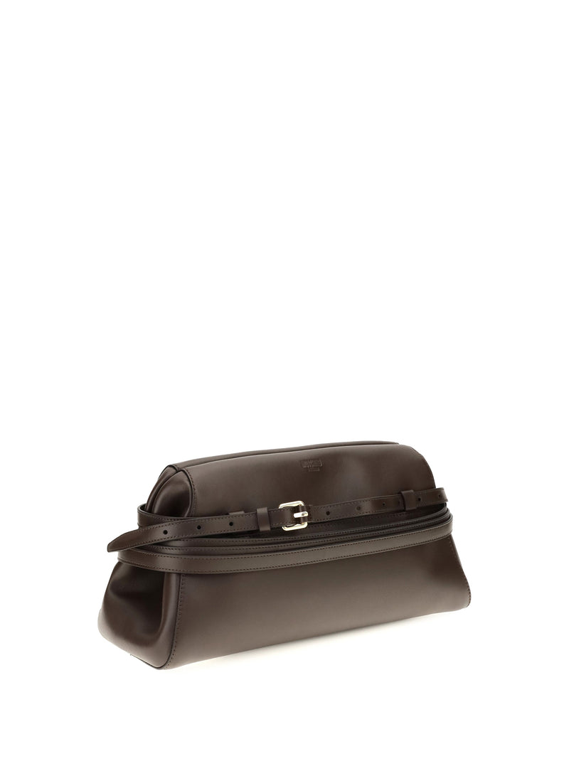 Moschino Perforated Nappa Leather Shoulder Bag — Brown