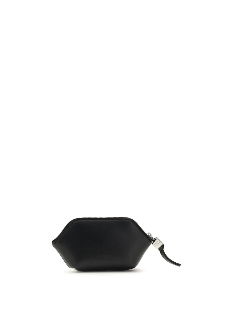 Ganni Bou Coin Purse — Black Polyester Wallets & Purses