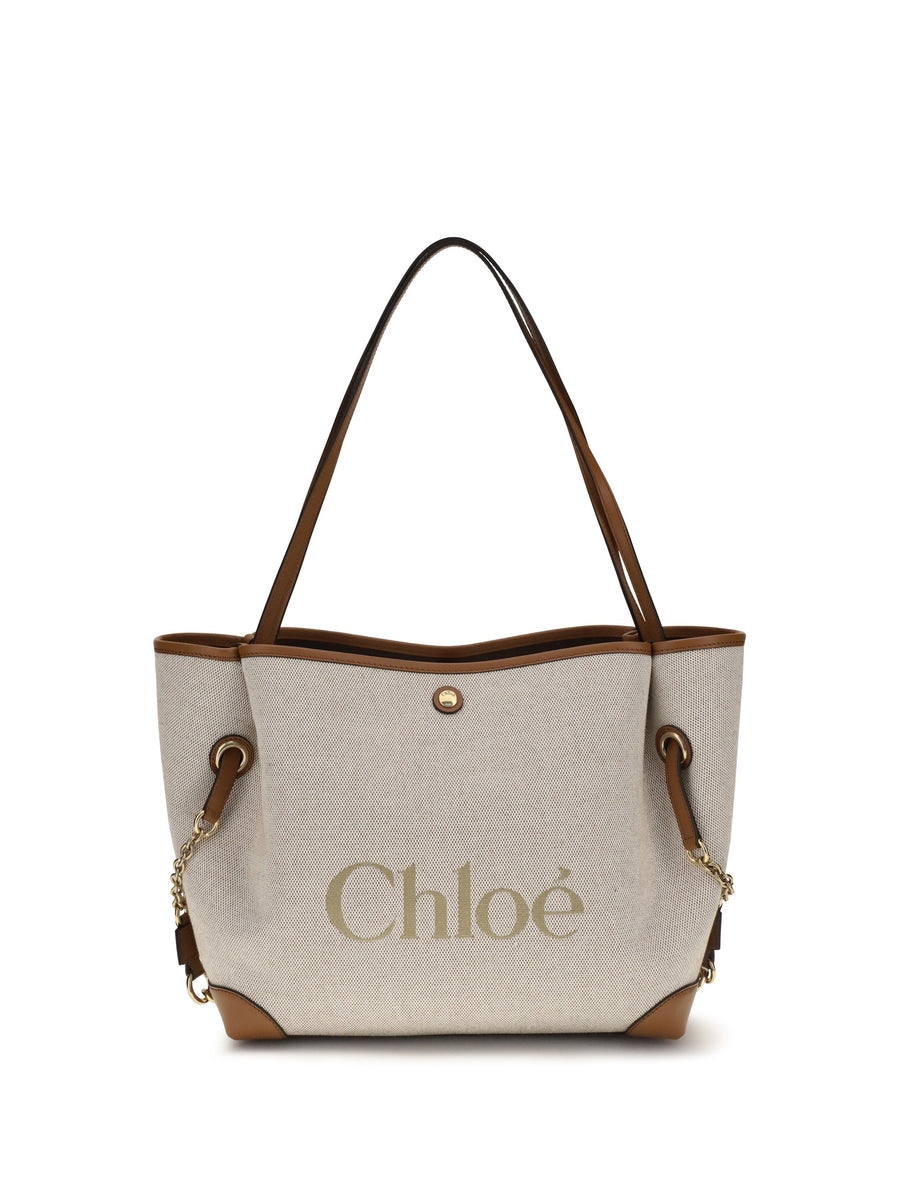 Chloé Clover Shoulder Bag — Brown Cotton