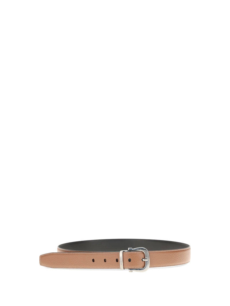 Ferragamo Gancini Belt — Brown Calf Leather Bos Taurus