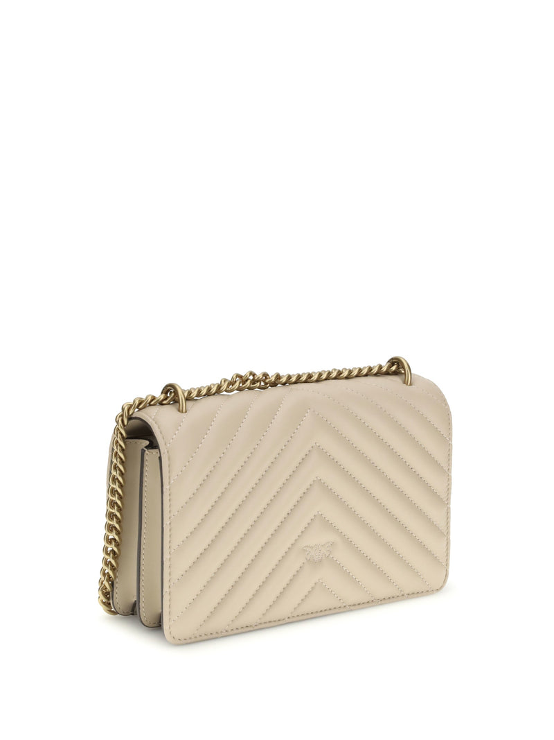 Pinko Love Shoulder Bag — Beige Calf Leather (bos Taurus)