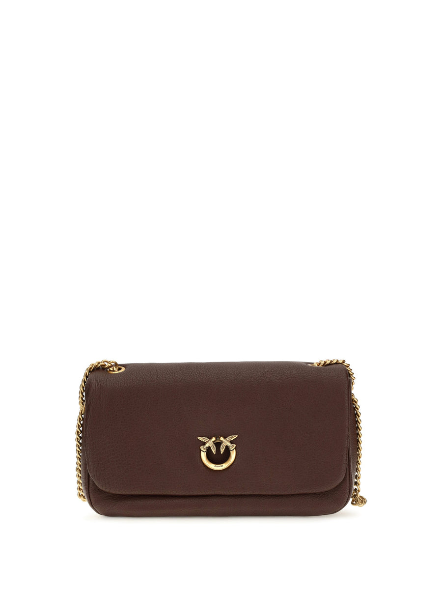 Pinko Love Birds Shoulder Bag — Brown Calf Leather Bos Taurus