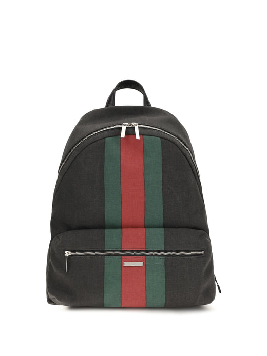 Gucci Web-Striped Fabric Backpack — Black