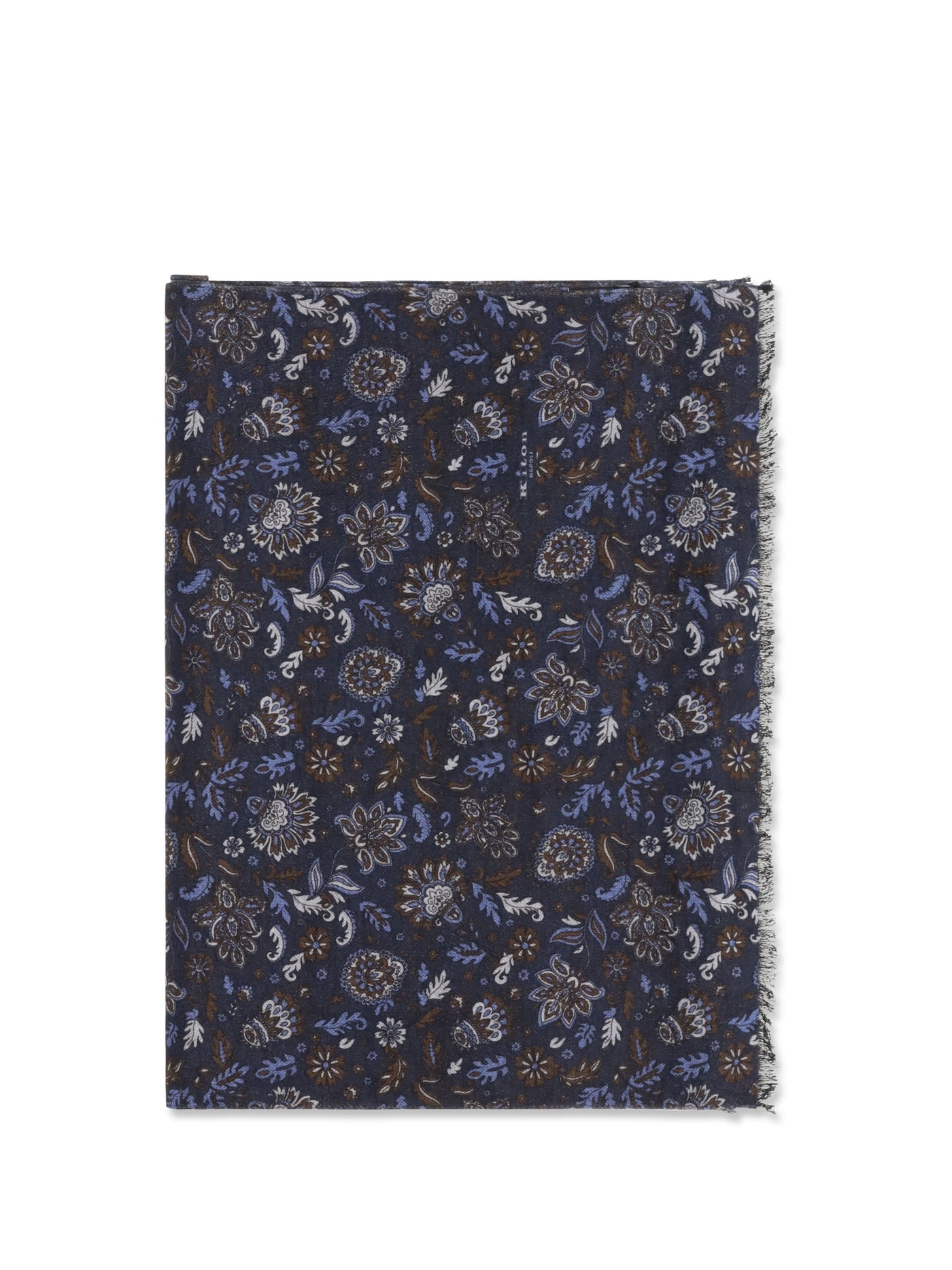Kiton Paisley Silk Scarf — Navy Scarfs